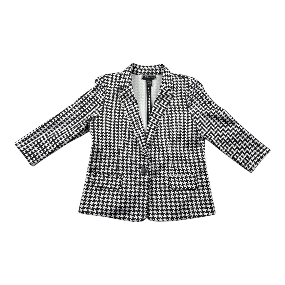 NYCC New York Clothing Co Houndstooth Blazer Jacket Women's Medium Black White